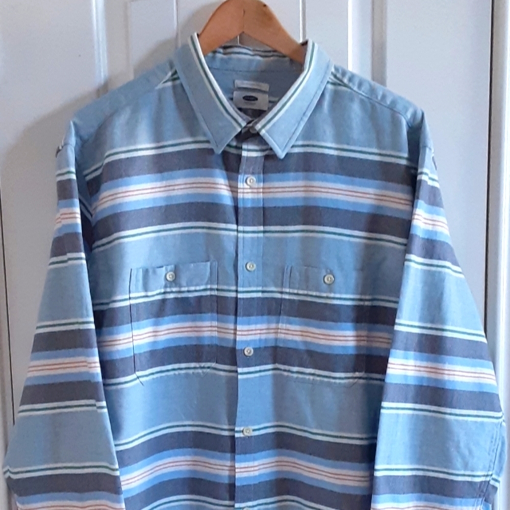 Old Navy, XL, Slim Fit, Cotton LS, Horizontal Stripe Shirt